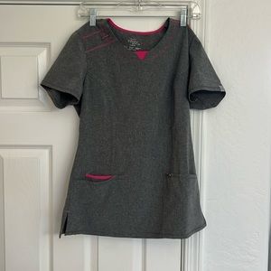 Gray Pink Cherokee Infinity Women’s V-Neck Scrub Top